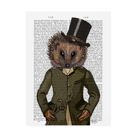 Fab Funky 'Hedgehog Rider, Portrait' Canvas Art,14x19